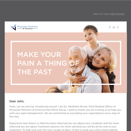 Design a Pain Management DRIP EMAIL Campain TEMPLATE Design by MAK Studios