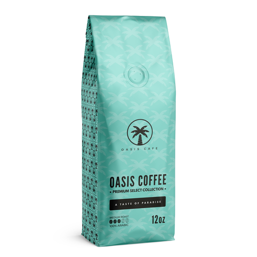OASIS CAFE COFFEE BEAN PACKAGING DESIGN Design by A2 DESIGN®