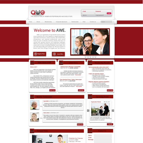 Create the next Web Page Design for AWE (The Association of Women Entrepreneurs & Executives) Design por kb24