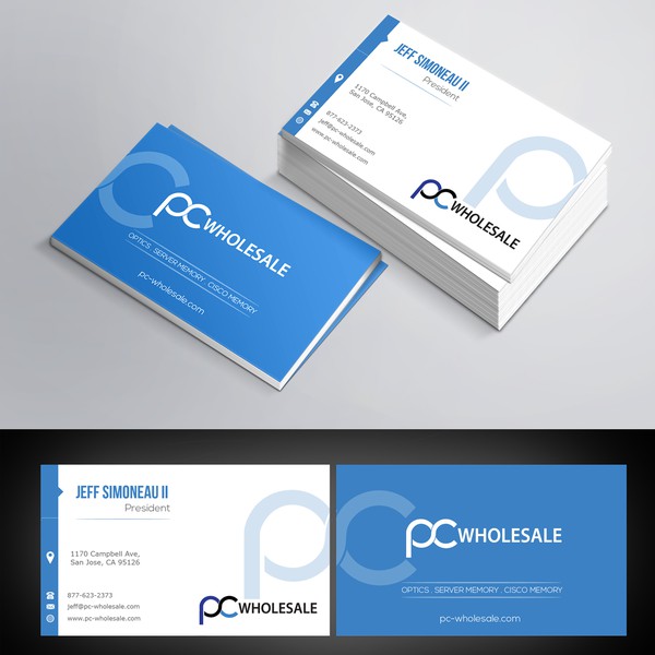 Design by SJ.Designs titled "Business card for PC Wholesale"