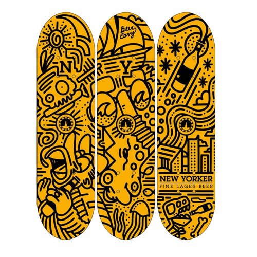 Eye-catching illustration for New Yorker Beer Skateboard Réalisé par Rob S.