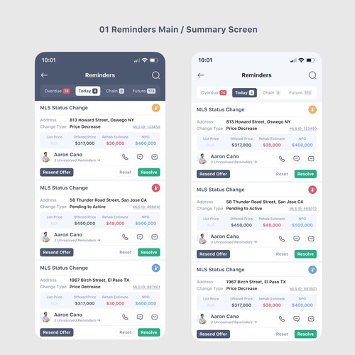 Help us modernize and simplify our reminders interface! Design by Corelle Design