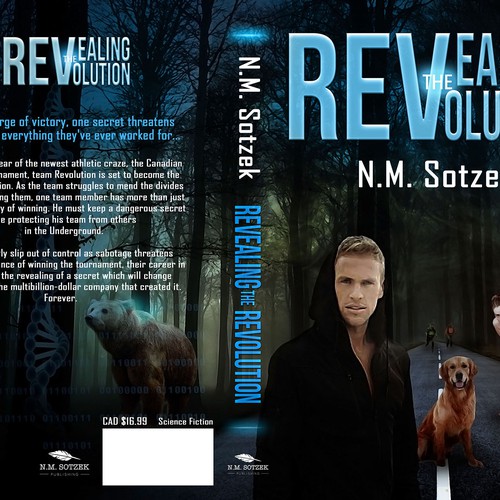 Design an awesome cover for Science/sports-fiction novel 'Revealing the Revolution' Design by : Elementi.studio