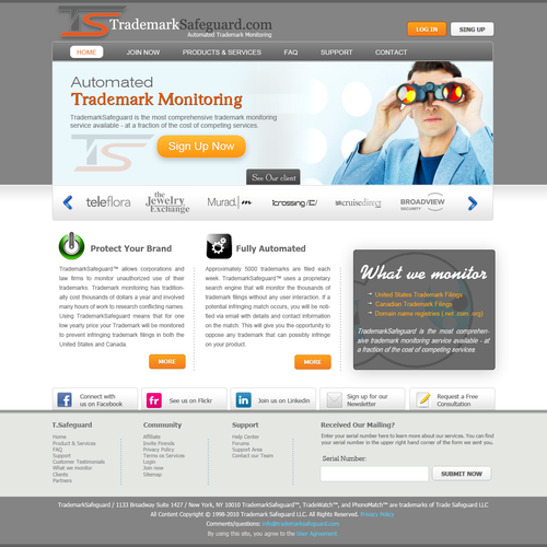 website design for Trademark Safeguard Réalisé par omor.designer