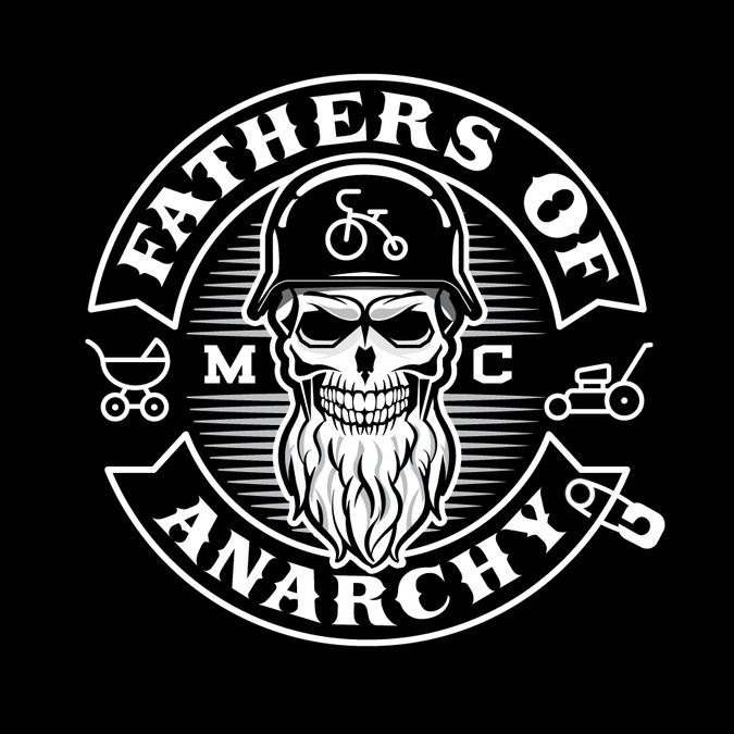 Create a tough looking motorcycle club logo out of items a father would ...