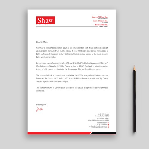 Letterhead for Divorce & Family Law Firm; Modern, Conservative Design Design by Rifat Sarkar