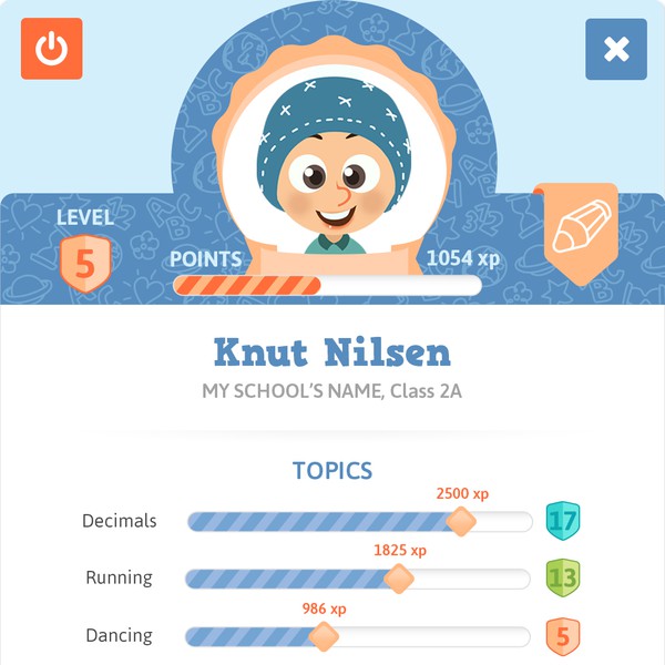 Design by Vonagard titled "RPG profile for learning App"
