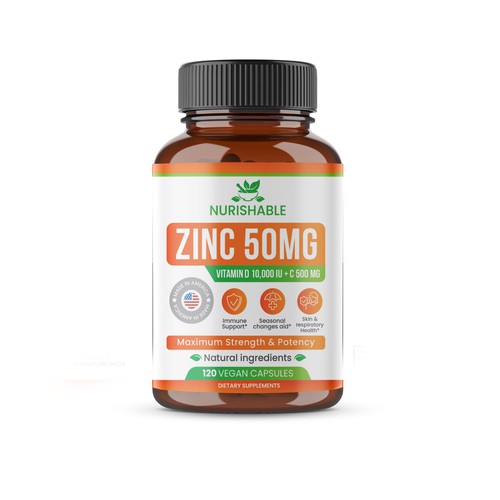We need a "beautiful bottle label" for Zinc and Vitamin D3 supplement - Redesign Design by Designlifelk