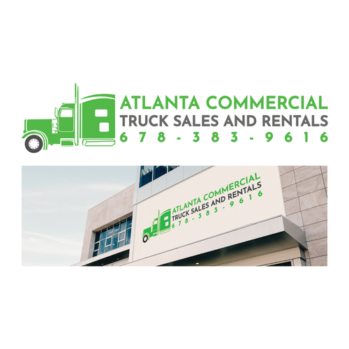 Truck Dealer new bold logo. box truck stencil with the name Atlanta Commercial Truck sales and rentals on the side of th Design by ctrw