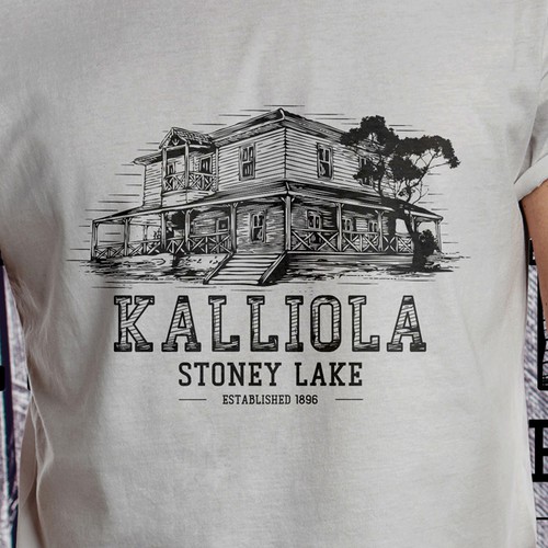 Design Vintage Old Cabin Photo to Line Drawing T-Shirt Design di molkastm