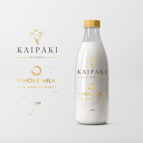 We need a premium milk bottle design for 1 litre glass botltes Design réalisé par Shizurux