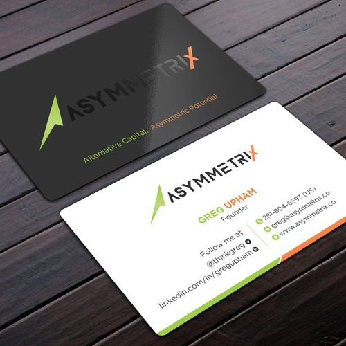 Design a cool, edgey but sophisticated business card for an alternative investment firm. Design von prosenjit_P