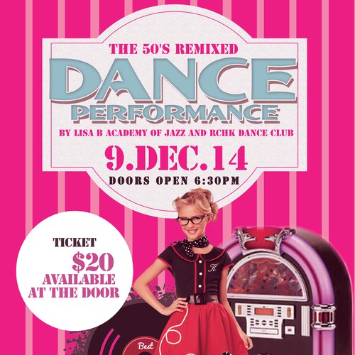 Create a poster and program for a 50's Remixed themed kids dance show! Design by J. Nater