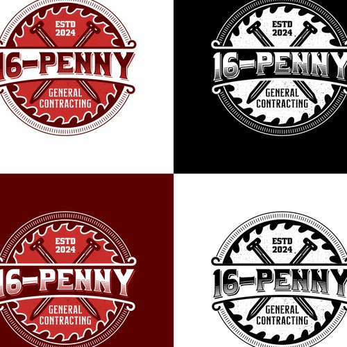 "16-Penny" Vintage Badge-Style Construction Logo Design by premankampung