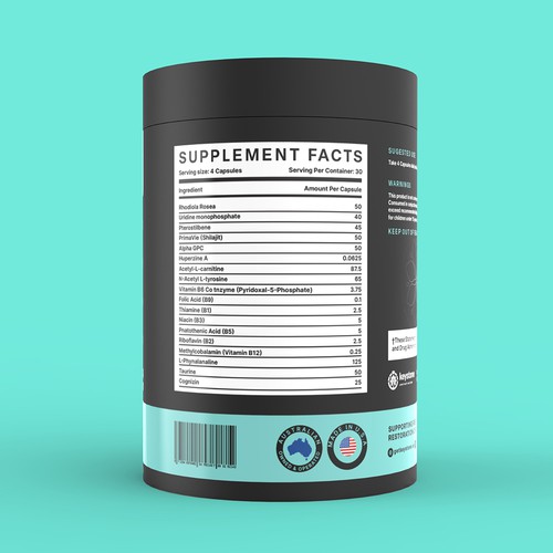 Label for a new supplement brand Diseño de Muhiuddin99