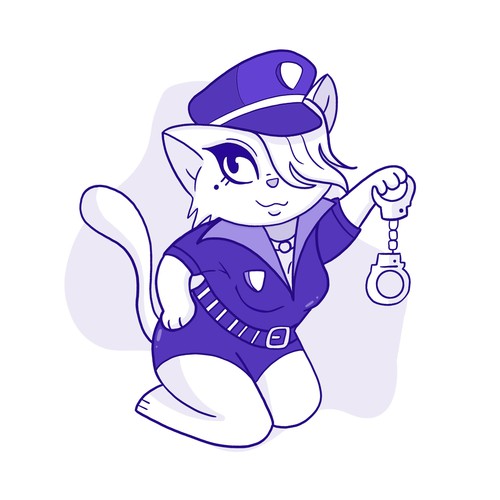 Creative fun kinky cat mascot illustration Design by Cara Mel