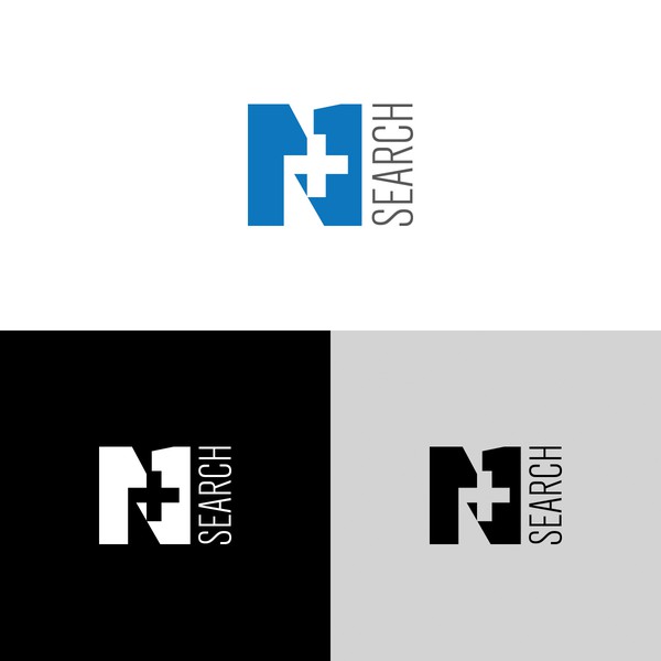 Simple bold logo for N+1 Search company