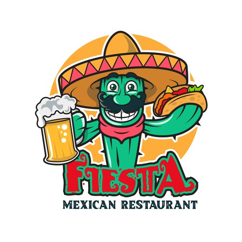 An authentic Mexican logo. Fiesta meaning festive style Design by ifux