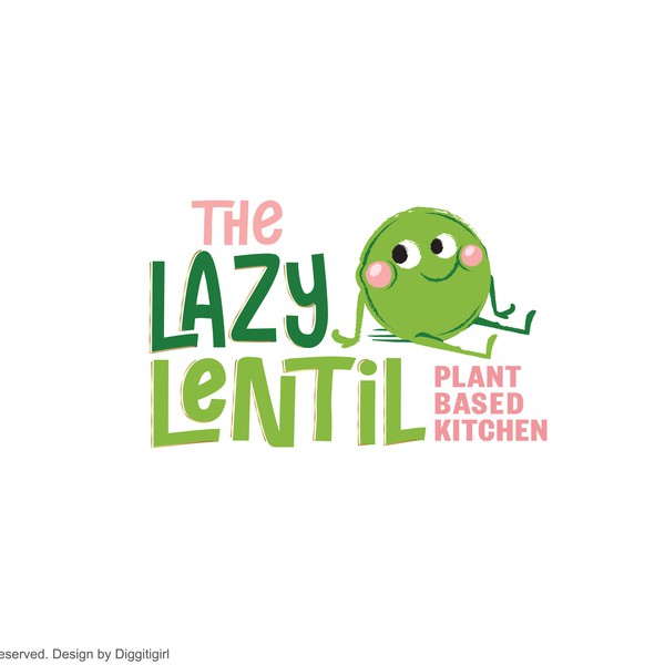 Design by Diggitigirl ♥ titled "The Lazy Lentil - charming mascot Logo"