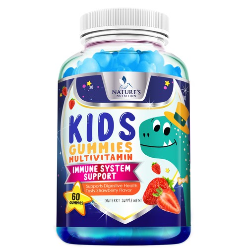 Tasty Kids Multivitamin Gummies Product Label for Nature's Nutrition Design by agooshe