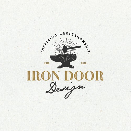 create a classic vintage iconic logo for wrought iron door company ...