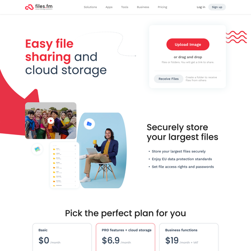 Files.fm - frontpage redesign for cloud storage website Design by keen.graphic