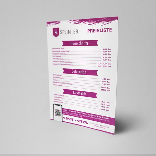 Proposta di design per un contest della categoria Menù realizzata da Sketch Media™