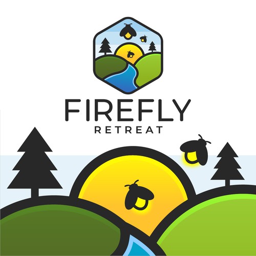 Firefly Retreat. Fun logo inspiring families to explore the outdoors! Design by MarcusMark