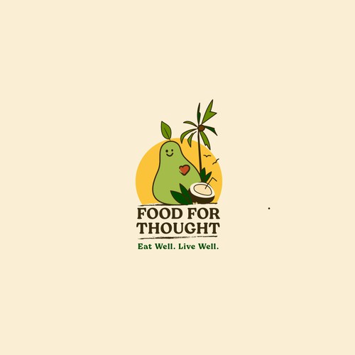 Fresh, Playful Island-Inspired Logo for Food For Thought – Organic Café & Market in the Florida Keys Design by m210297