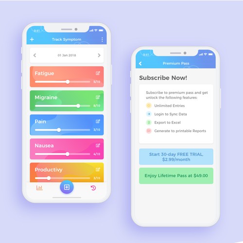 Design a beautiful, professional UI for a Symptom Tracker app Design by masdikastd