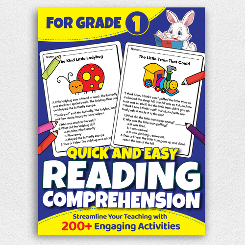 BOOK COVER: Grade 1 Reading Comprehension - Professional Workbook for Kids Design by Design Republik
