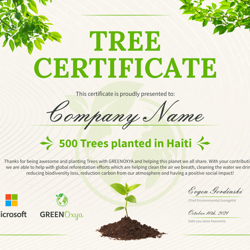 Evgen GordinskiさんのTree Certificateデザイン