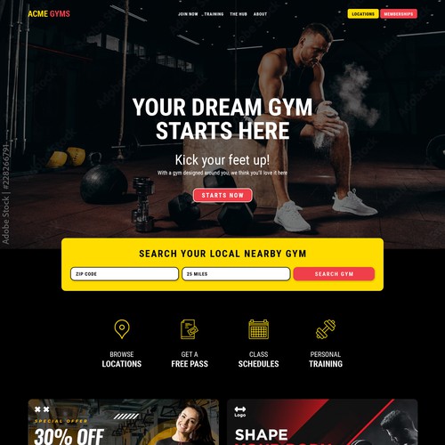 Design homepage and location page for Gym website Design by Claymind