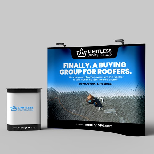 Design a tradeshow backdrop for roofing buying group Design by ektadevesh