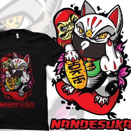 Design an asian lucky cat maneki neko with a street art flair