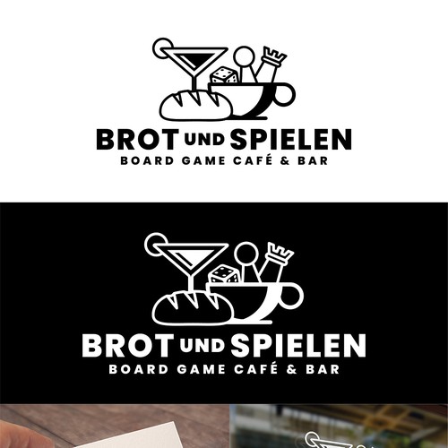 Logo for a Board Game Cafe & Bar with cozy vibes and geeky elements Design by fashionabledesigner