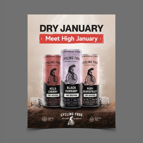 Create a 'Dry January meets High January' poster.  Have Fun, Be Creative, Open to all suggestions. Design by laxman2creative