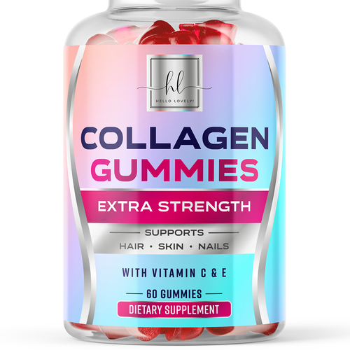 Hello Lovely needs a Collagen Gummies product label Réalisé par ZAKIGRAPH ®