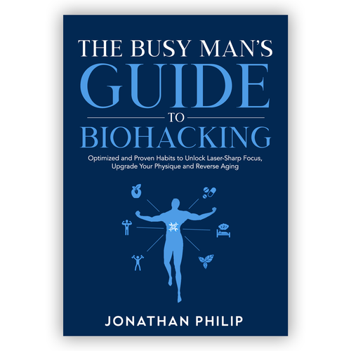 Exciting and unique book cover for mind, body, spirit and health optimization that appeals to men Design by Nitsua