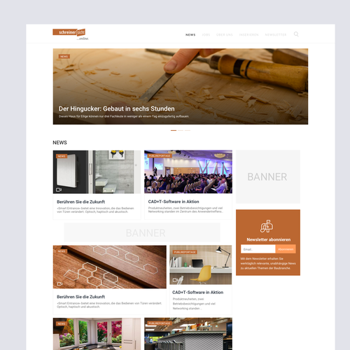Erstelle ein neues, frisches Webdesign für das Online-Portal Schreinersicht.ch