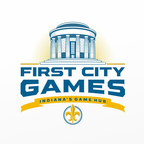 Historical themed logo for tabletop game store. Design by SacredSupply