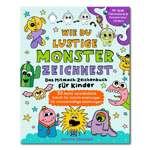 Design a cheerful cover for a monster drawing book for children Design by ALINAsINK