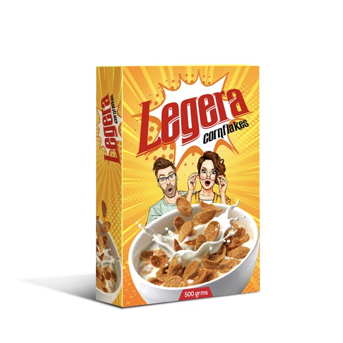 Premium cereal breakfast packaging (Corn Flakes) Design by sougatacreative