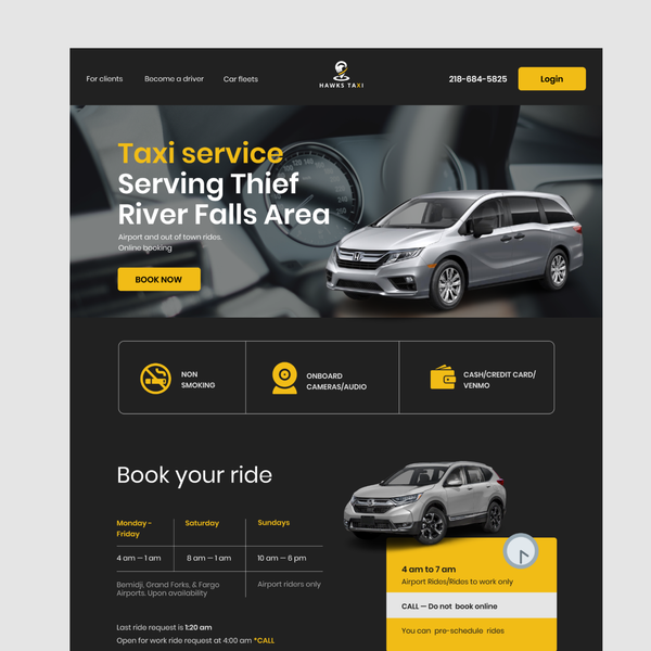Design by Nickson_ip titled "Landing page for taxi service"