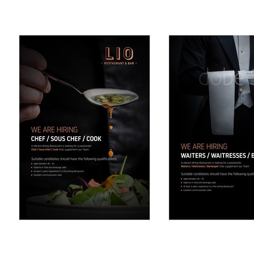 Job recruitment Poster for modern Premium Restaurant Design by NJ-ARTS’ STUDIO