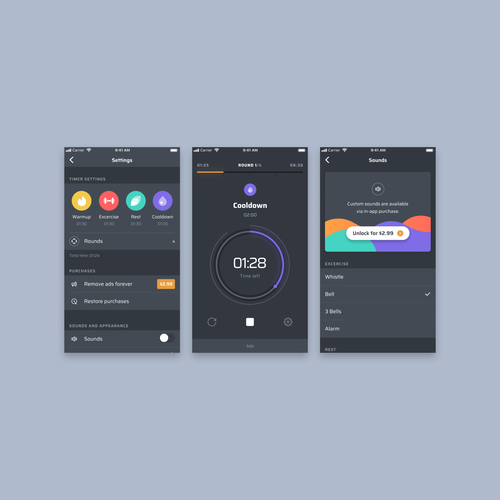Redesign a popular fitness timer app Design by Softsea