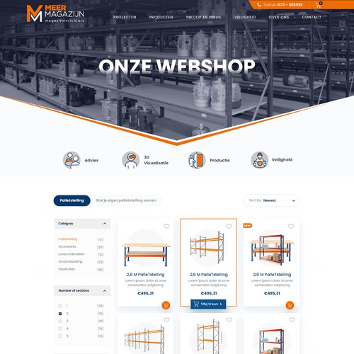 Creative website templates for a leading pallet racks company_ Meermagazijn Design réalisé par MercClass