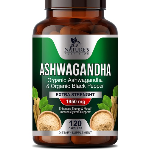 Natural Ashwagandha Capsules Design Needed for Nature's Nutrition Design réalisé par sapienpack