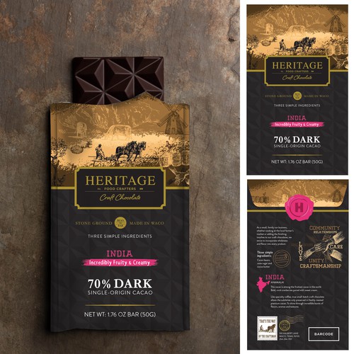 High-End Craft Chocolate Packaging that Creates a Sense of Heritage and Community Diseño de AON