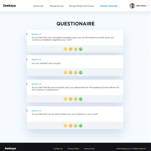 Fun and intuitive webpage for employee satisfaction survey! Design by FuturisticBug